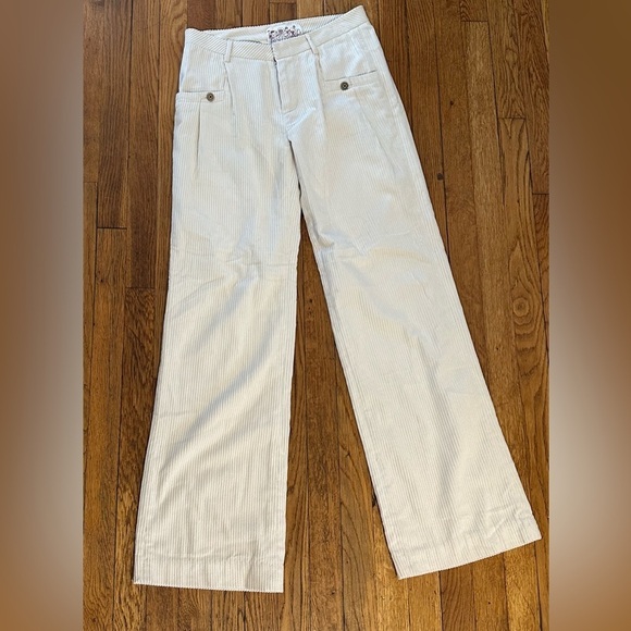 Trovata Pants - TROVATA vintage cream ivory Corduroy Wide Leg Pants trouser 2 rare TALL